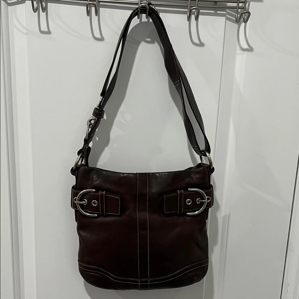 Vintage Coach Y2K Brown Leather Soho Duffle Shoulder/Crossbody Bag 1452